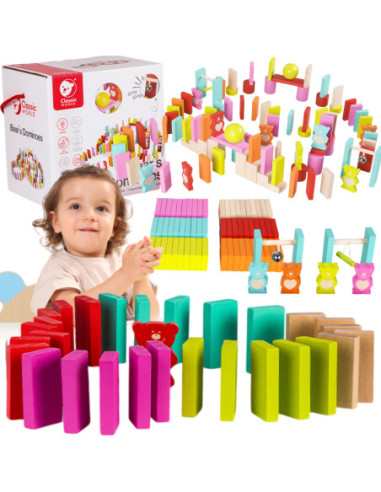 Drewniane Kolorowe Domino - Misie Classic World