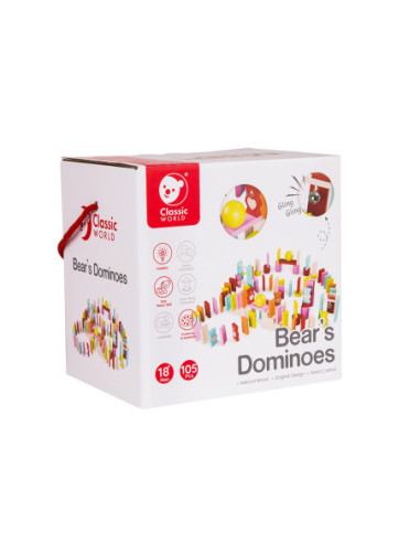 Drewniane Kolorowe Domino - Misie Classic World