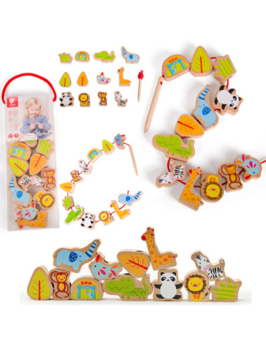 Sznurowanka Dla Dzieci Drewniane Koraliki Dla Dzieci ZOO Classic World