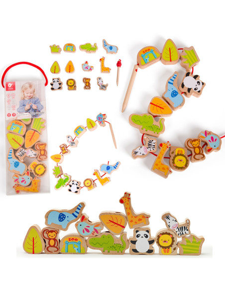 Sznurowanka Dla Dzieci Drewniane Koraliki Dla Dzieci ZOO Classic World