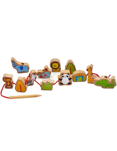 Sznurowanka Dla Dzieci Drewniane Koraliki Dla Dzieci ZOO Classic World