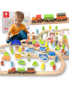 Wielki Zestaw Kolejka Drewniana Classic World 110 Elementów