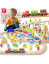 Wielki Zestaw Kolejka Drewniana Classic World 110 Elementów