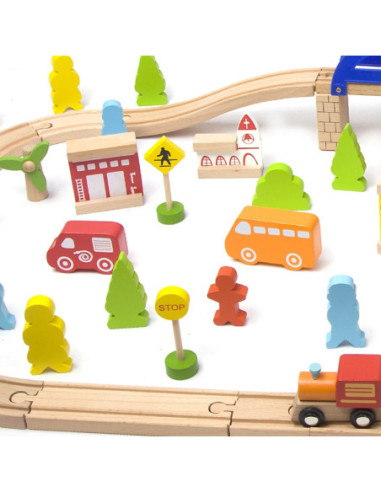 Wielki Zestaw Kolejka Drewniana Classic World 110 Elementów