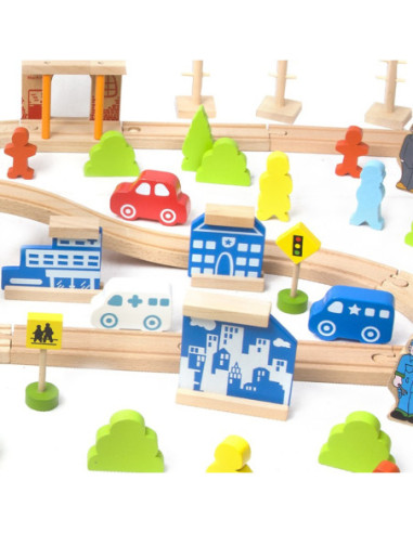 Wielki Zestaw Kolejka Drewniana Classic World 110 Elementów