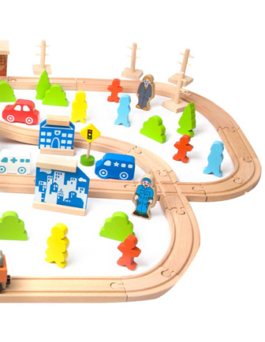 Wielki Zestaw Kolejka Drewniana Classic World 110 Elementów