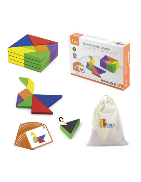 Viga Tangram Drewniana Gra Logiczna Układanka Klocki Łamigłówka