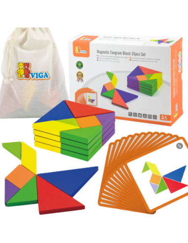 Viga Tangram Drewniana Gra Logiczna Układanka Klocki Łamigłówka