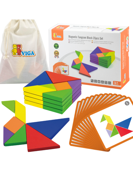 Viga Tangram Drewniana Gra Logiczna Układanka Klocki Łamigłówka