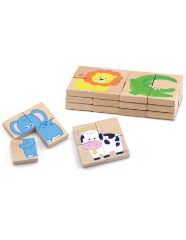 Drewniane Puzzle Magnetyczne Zwierzęta Układanka Viga Toys