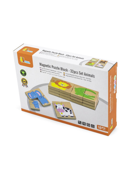 Drewniane Puzzle Magnetyczne Zwierzęta Układanka Viga Toys