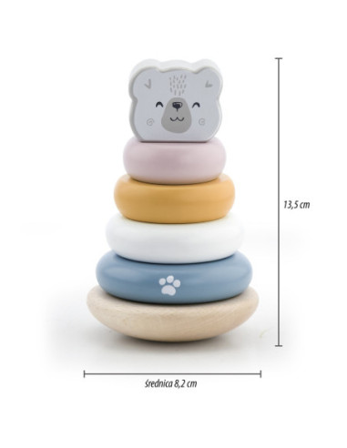 Edukacyjna Zabawka Drewniana Viga Piramidka