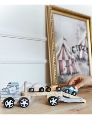 Drewniana laweta z samochodzikami Viga Toys