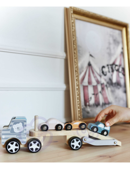 Drewniana laweta z samochodzikami Viga Toys