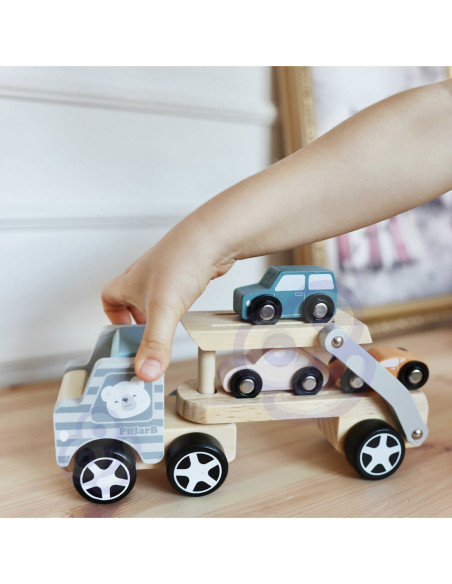 Drewniana laweta z samochodzikami Viga Toys