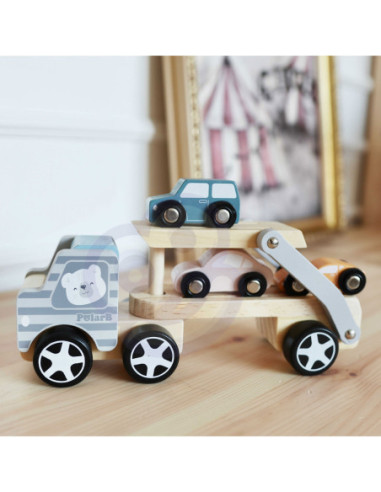 Drewniana laweta z samochodzikami Viga Toys