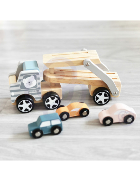 Drewniana laweta z samochodzikami Viga Toys