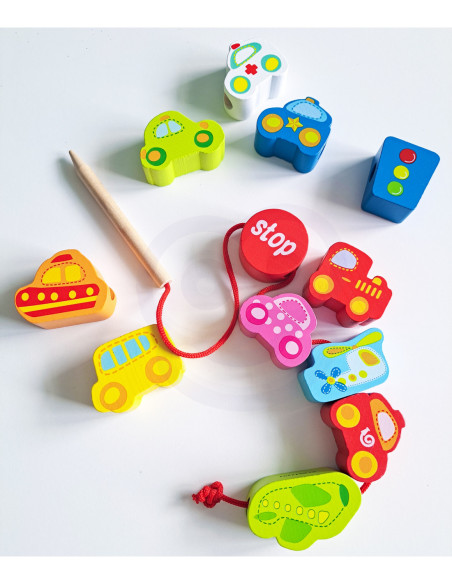 CLASSIC WORLD Drewniane Koraliki Ruch Drogowy 13 elementów