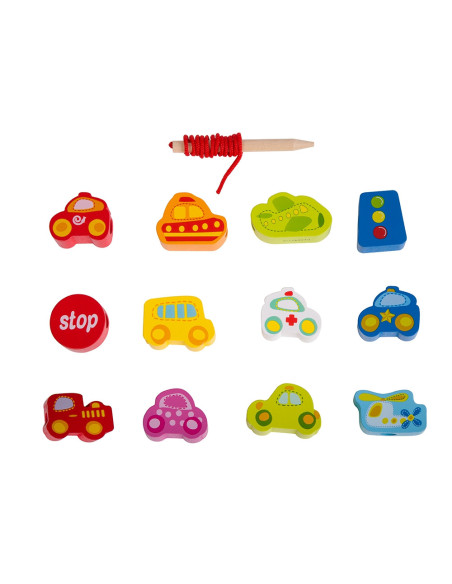 CLASSIC WORLD Drewniane Koraliki Ruch Drogowy 13 elementów