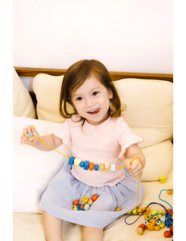 CLASSIC WORLD Drewniane Koraliki Do Nawlekania 96 elementów