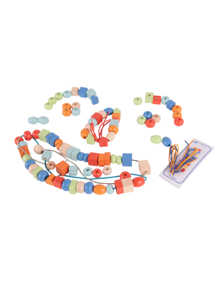 CLASSIC WORLD Drewniane Koraliki Do Nawlekania 96 elementów