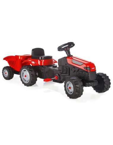 WOOPIE Traktor MAX na pedały z przyczepą czerwony