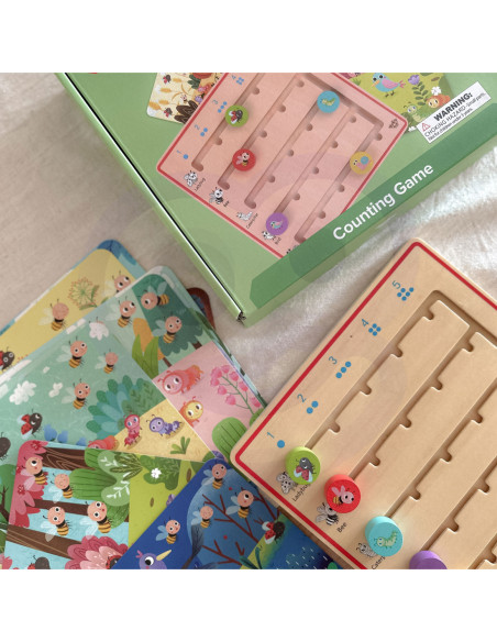 TOOKY TOY Drewniana Gra Nauka Liczenia Zwierzątka