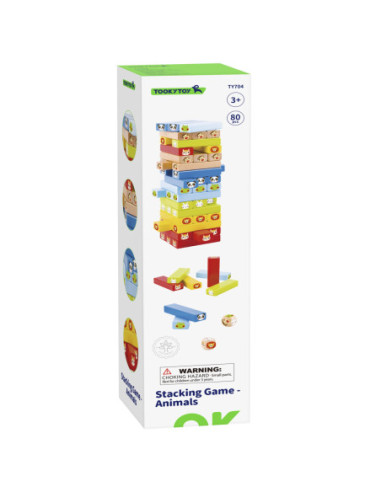 TOOKY TOY Jenga Zwierzęta Gra Zręcznościowa