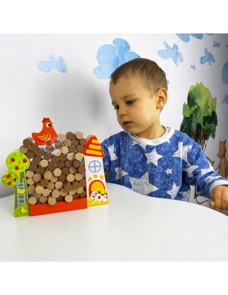 TOOKY TOY Gra Jenga Drewniana Farma