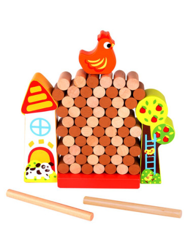 TOOKY TOY Gra Jenga Drewniana Farma