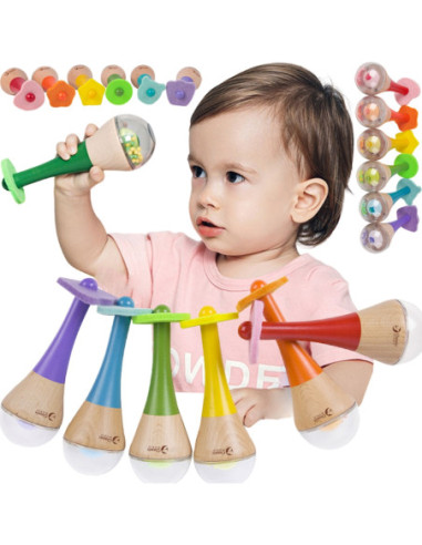 Drewniany Instrument Tęczowy Marakas Classic World