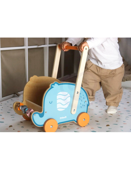 Viga PolarB Drewniany Wózek 2w1 Pchacz Słonik