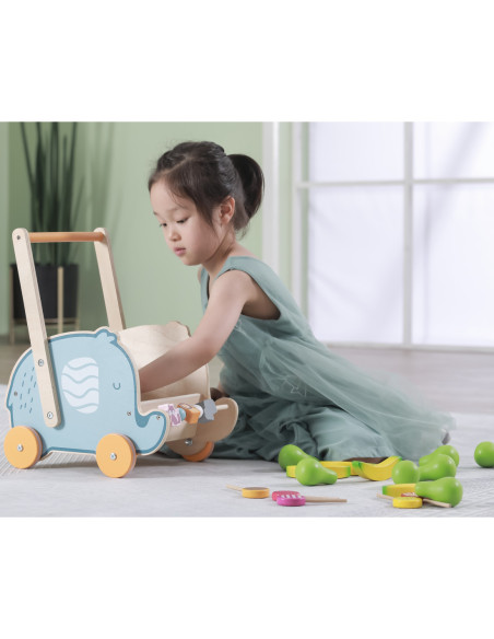 Viga PolarB Drewniany Wózek 2w1 Pchacz Słonik