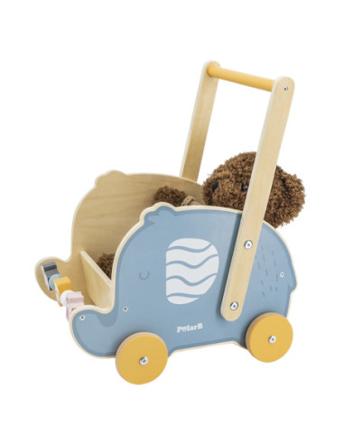 Viga PolarB Drewniany Wózek 2w1 Pchacz Słonik