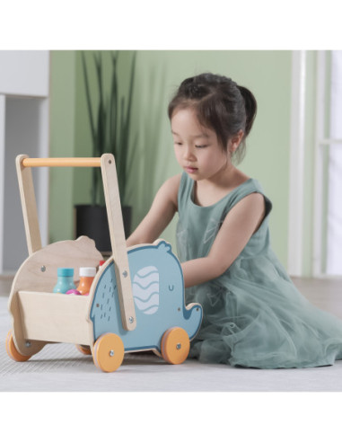 Viga PolarB Drewniany Wózek 2w1 Pchacz Słonik