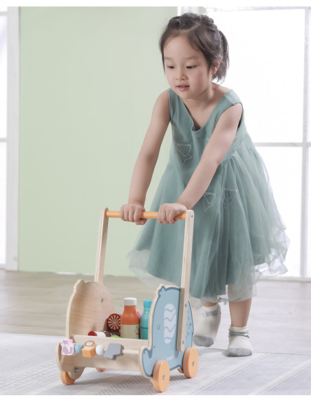 Viga PolarB Drewniany Wózek 2w1 Pchacz Słonik