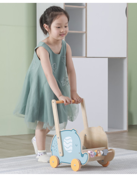 Viga PolarB Drewniany Wózek 2w1 Pchacz Słonik