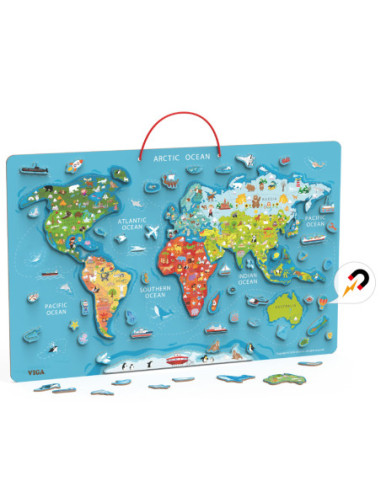 Viga 2w1 Tablica Edukacyjna z Magnetyczną Mapą Świata
