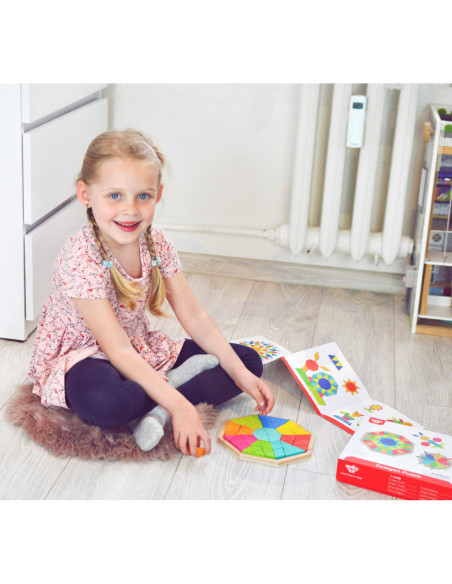 TOOKY TOY  Puzzle Ośmiokątne Drewniana Mozaika Edukacyjna (73el.)