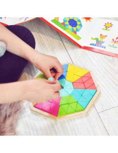 TOOKY TOY  Puzzle Ośmiokątne Drewniana Mozaika Edukacyjna (73el.)