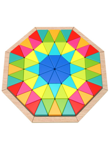 TOOKY TOY  Puzzle Ośmiokątne Drewniana Mozaika Edukacyjna (73el.)