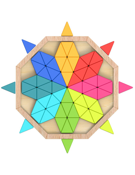 TOOKY TOY  Puzzle Ośmiokątne Drewniana Mozaika Edukacyjna (73el.)
