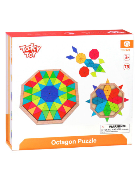 TOOKY TOY  Puzzle Ośmiokątne Drewniana Mozaika Edukacyjna (73el.)