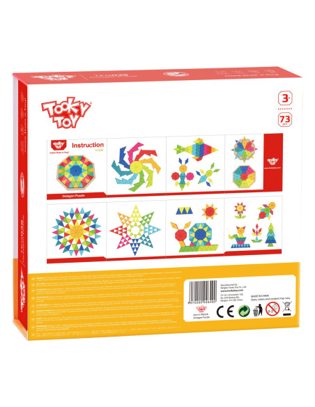 TOOKY TOY  Puzzle Ośmiokątne Drewniana Mozaika Edukacyjna (73el.)
