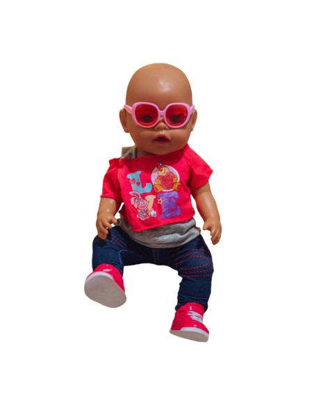 WOOPIE Modne Ubranko dla Lalki LOVE Okulary Buciki 43-46 cm