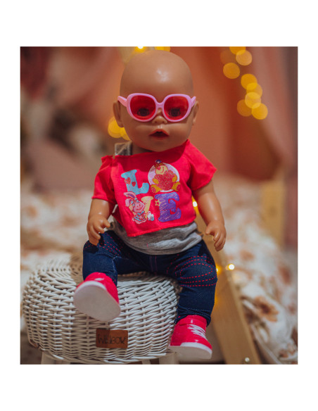 WOOPIE Modne Ubranko dla Lalki LOVE Okulary Buciki 43-46 cm
