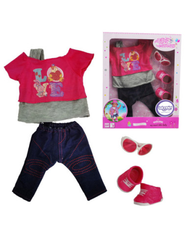 WOOPIE Modne Ubranko dla Lalki LOVE Okulary Buciki 43-46 cm