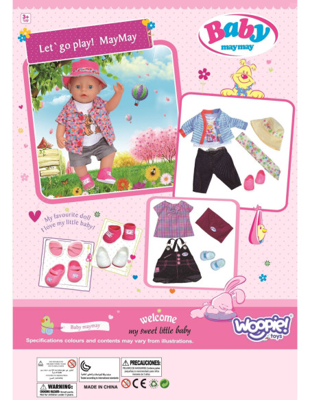 WOOPIE Modne Ubranko dla Lalki LOVE Okulary Buciki 43-46 cm