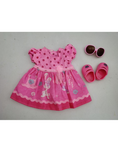WOOPIE Ubranko dla Lalki Różowa Sukienka Króliczek 43-46 cm