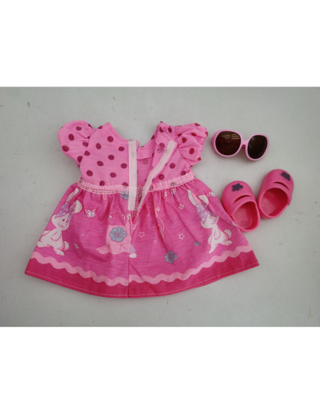 WOOPIE Ubranko dla Lalki Różowa Sukienka Króliczek 43-46 cm